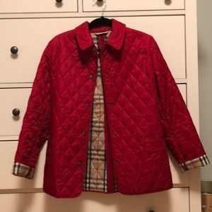 red quilted jacket womens